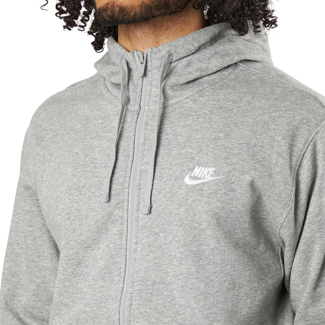 Sportswear Club Men's Full-Zip Hoodie DK GREY HEATHER/MATTE SILVER/WHITE