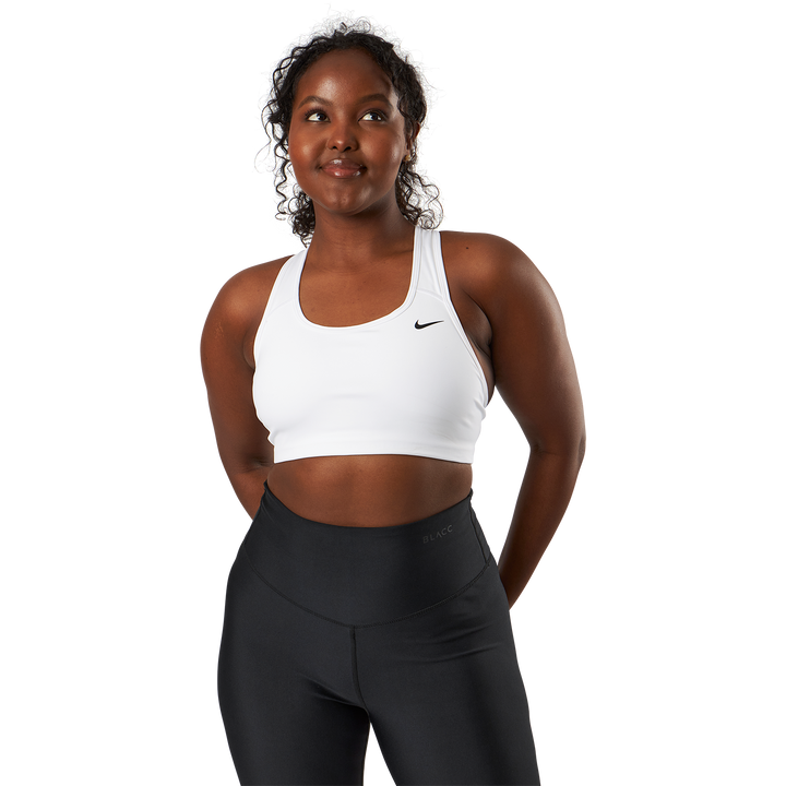 Swoosh Women's Medium-Support Non-Padded Sports Bra WHITE/BLACK