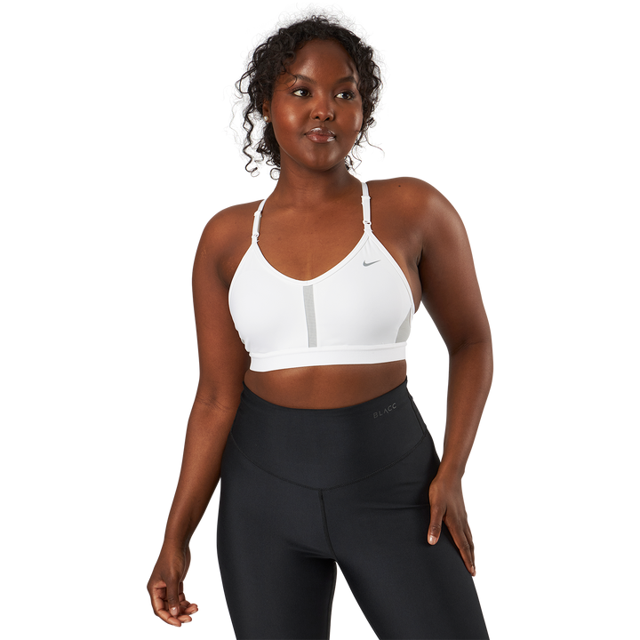 Dri-FIT Indy Women's Light-Support Padded V-Neck Sports Bra WHITE/GREY FOG/PARTICLE GREY