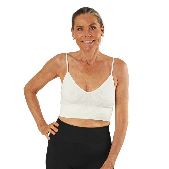 Vicky  Rib Seamless V-Neck Top White