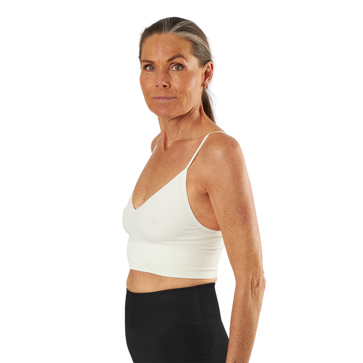 Vicky  Rib Seamless V-Neck Top White