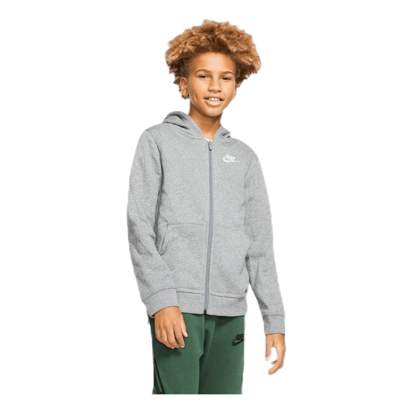 Sportswear Club Big Kids' Full-Zip Hoodie CARBON HEATHER/SMOKE GREY/WHITE