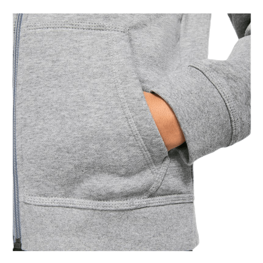 Sportswear Club Big Kids' Full-Zip Hoodie CARBON HEATHER/SMOKE GREY/WHITE