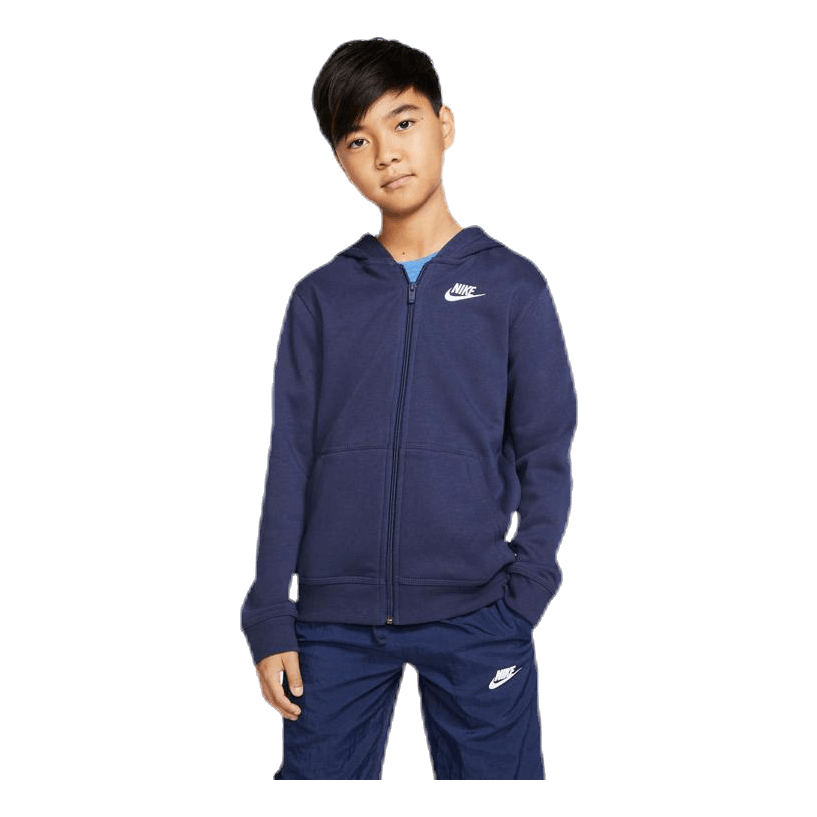 Sportswear Club Big Kids' Full-Zip Hoodie MIDNIGHT NAVY/MIDNIGHT NAVY/WHITE