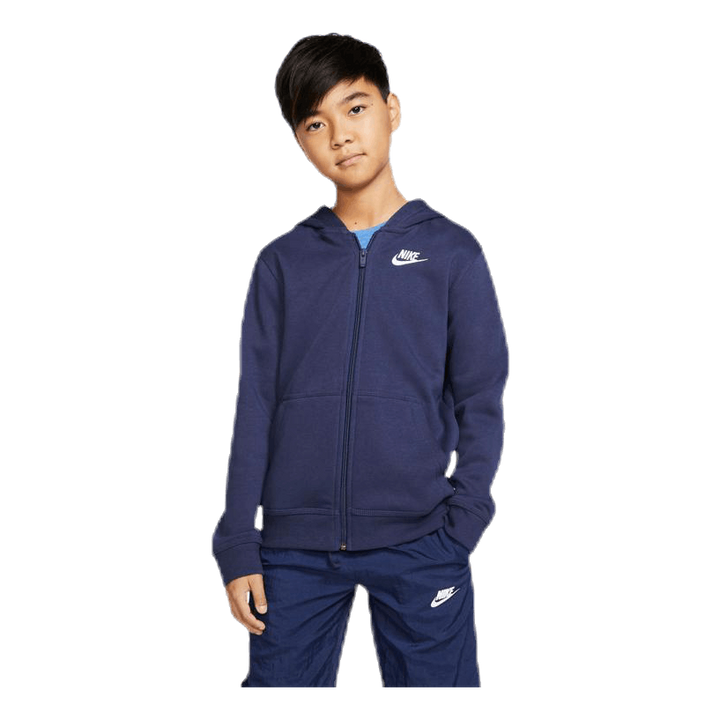 Sportswear Club Big Kids' Full-Zip Hoodie MIDNIGHT NAVY/MIDNIGHT NAVY/WHITE