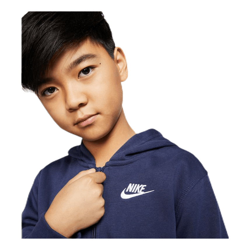 Sportswear Club Big Kids' Full-Zip Hoodie MIDNIGHT NAVY/MIDNIGHT NAVY/WHITE