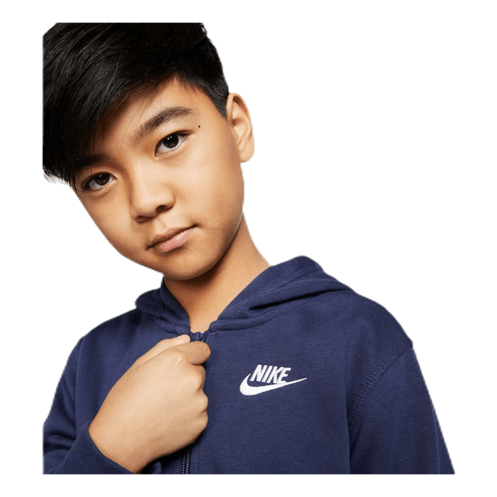 Sportswear Club Big Kids' Full-Zip Hoodie MIDNIGHT NAVY/MIDNIGHT NAVY/WHITE