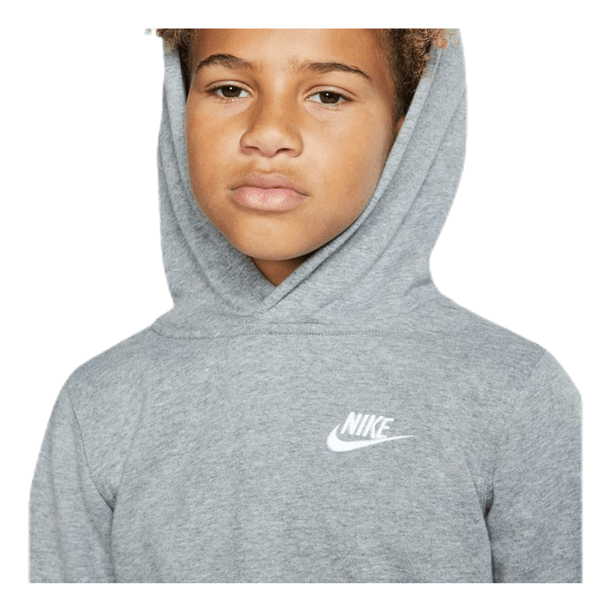 Sportswear Club Big Kids' Pullover Hoodie CARBON HEATHER/WHITE