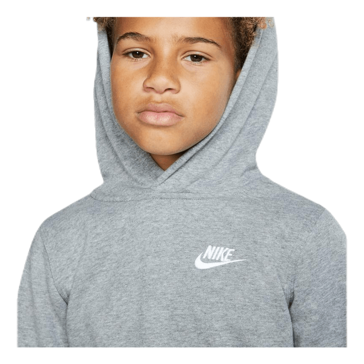 Sportswear Club Big Kids' Pullover Hoodie CARBON HEATHER/WHITE