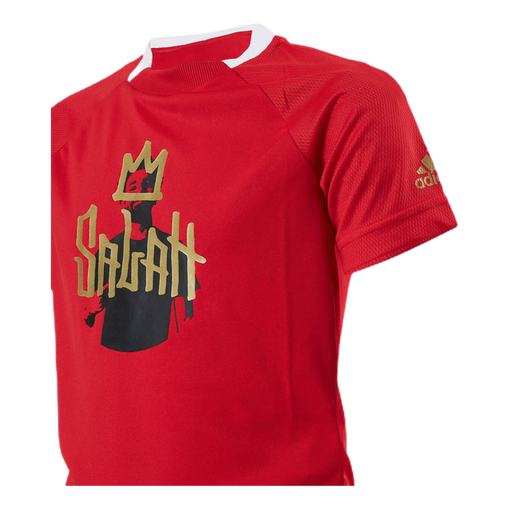 Boys Salah Aeroready Football T-Shirt Vivid Red / Gold Metallic