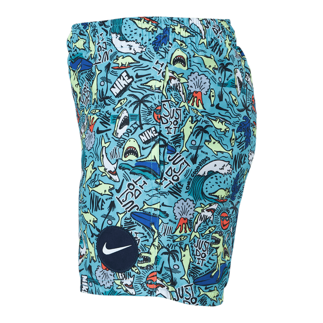 Junior 4" Volley Short AOP Blue