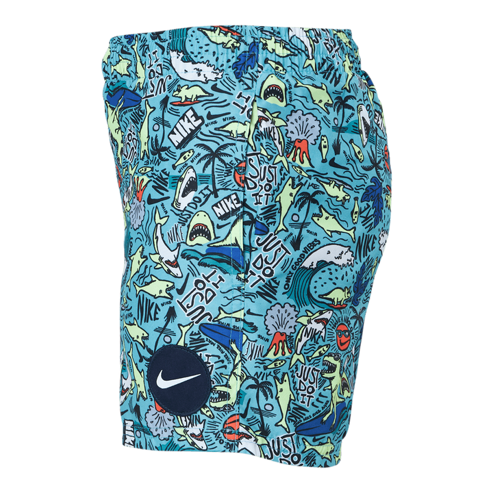 Junior 4" Volley Short AOP Blue