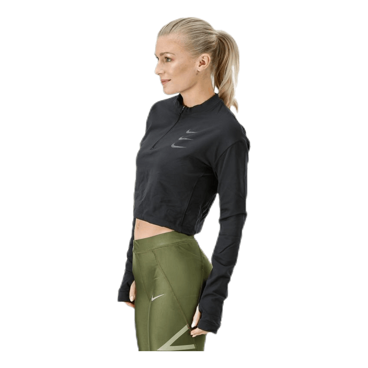 Running Division Warm Top Crop Black