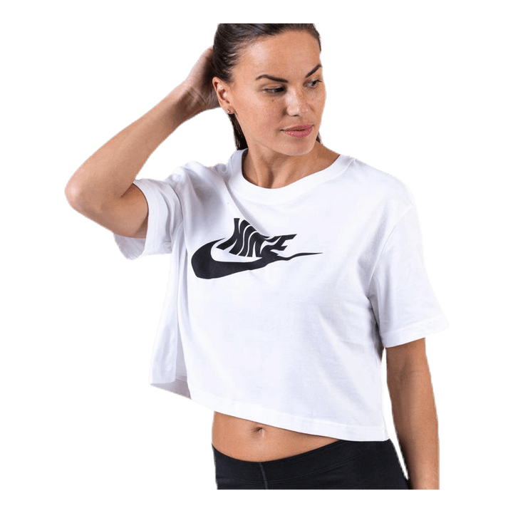 Essential Icon Crop Futura Tee White/Black