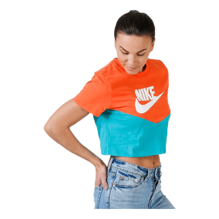 Heritage SS Top Orange/Turquoise