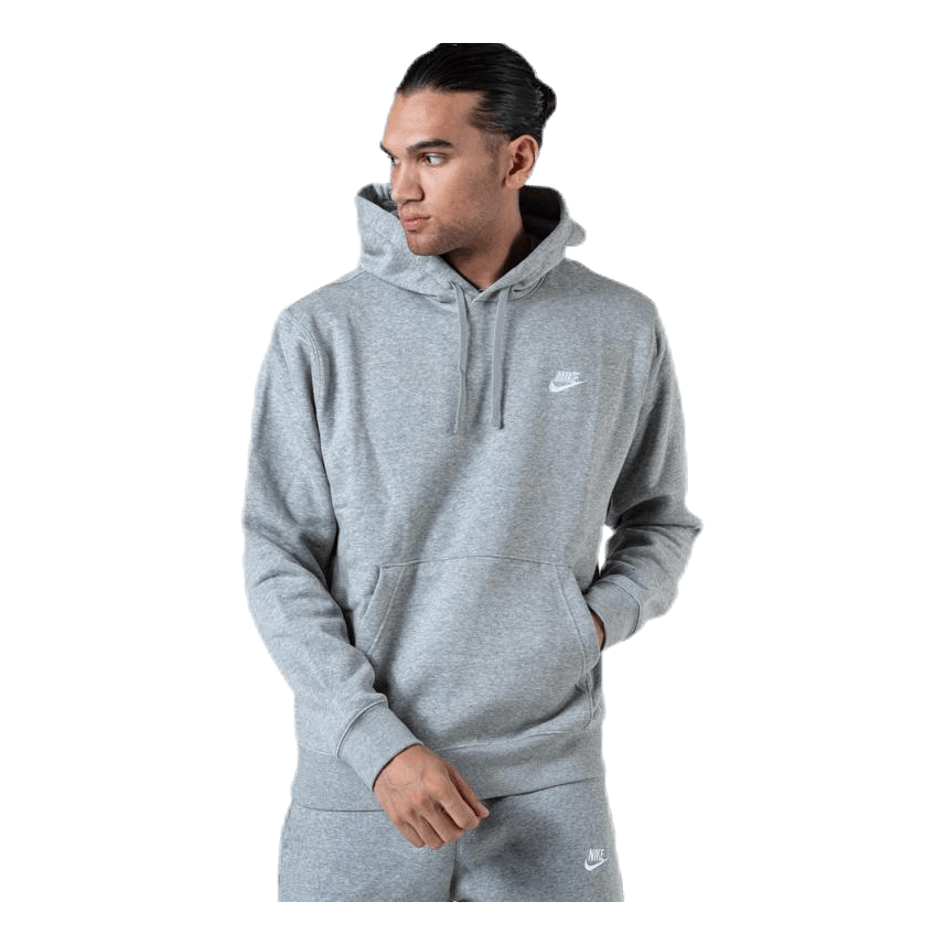 Sportswear Club Fleece Pullover Hoodie DK GREY HEATHER/MATTE SILVER/WHITE