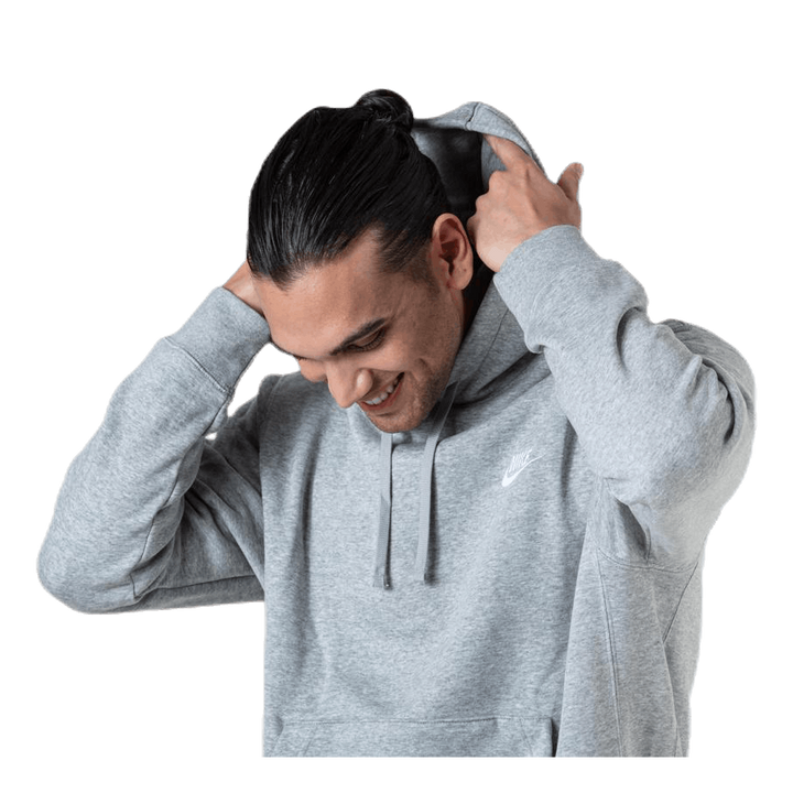 Sportswear Club Fleece Pullover Hoodie DK GREY HEATHER/MATTE SILVER/WHITE