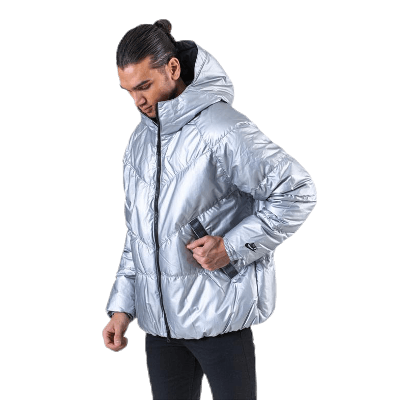 Nike Down Fill Metallic Hood Jacket Silver Sportamore
