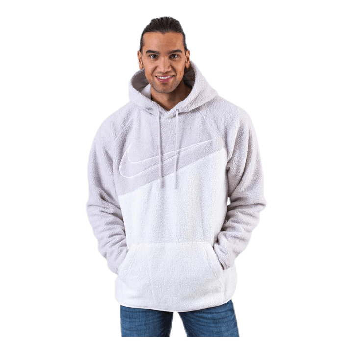 Swoosh Hoodie Fleece White/Grey