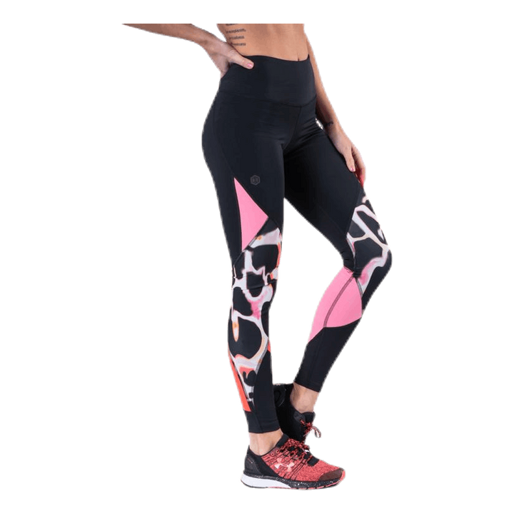 UA Rush Print Color Block Leggings Black