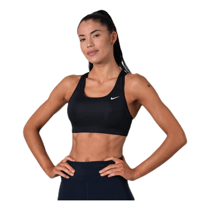 Swoosh Women's Medium-Support Non-Padded Sports Bra BLACK/WHITE/WHITE