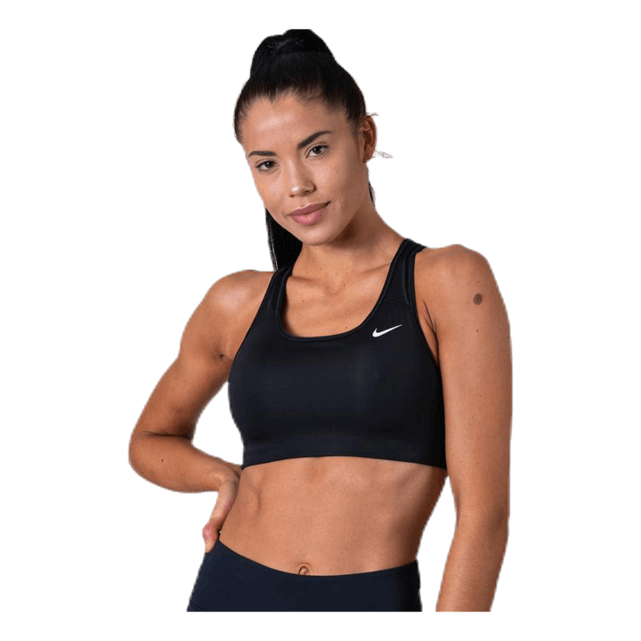 Swoosh Women's Medium-Support Non-Padded Sports Bra BLACK/WHITE/WHITE