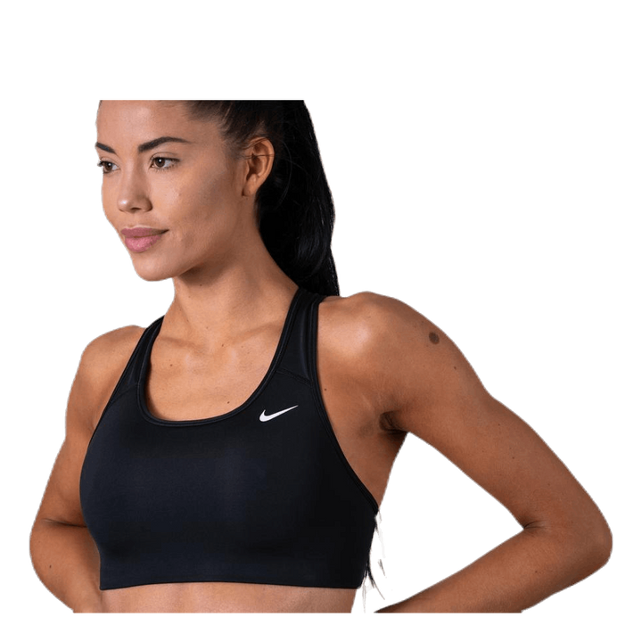 Swoosh Women's Medium-Support Non-Padded Sports Bra BLACK/WHITE/WHITE