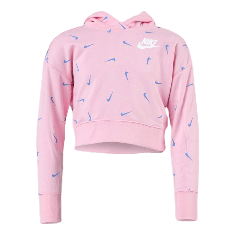 Swooshfetti Crop Hoodie Junior Pink Blue