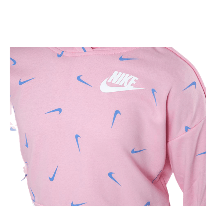 Swooshfetti Crop Hoodie Junior Pink/Blue