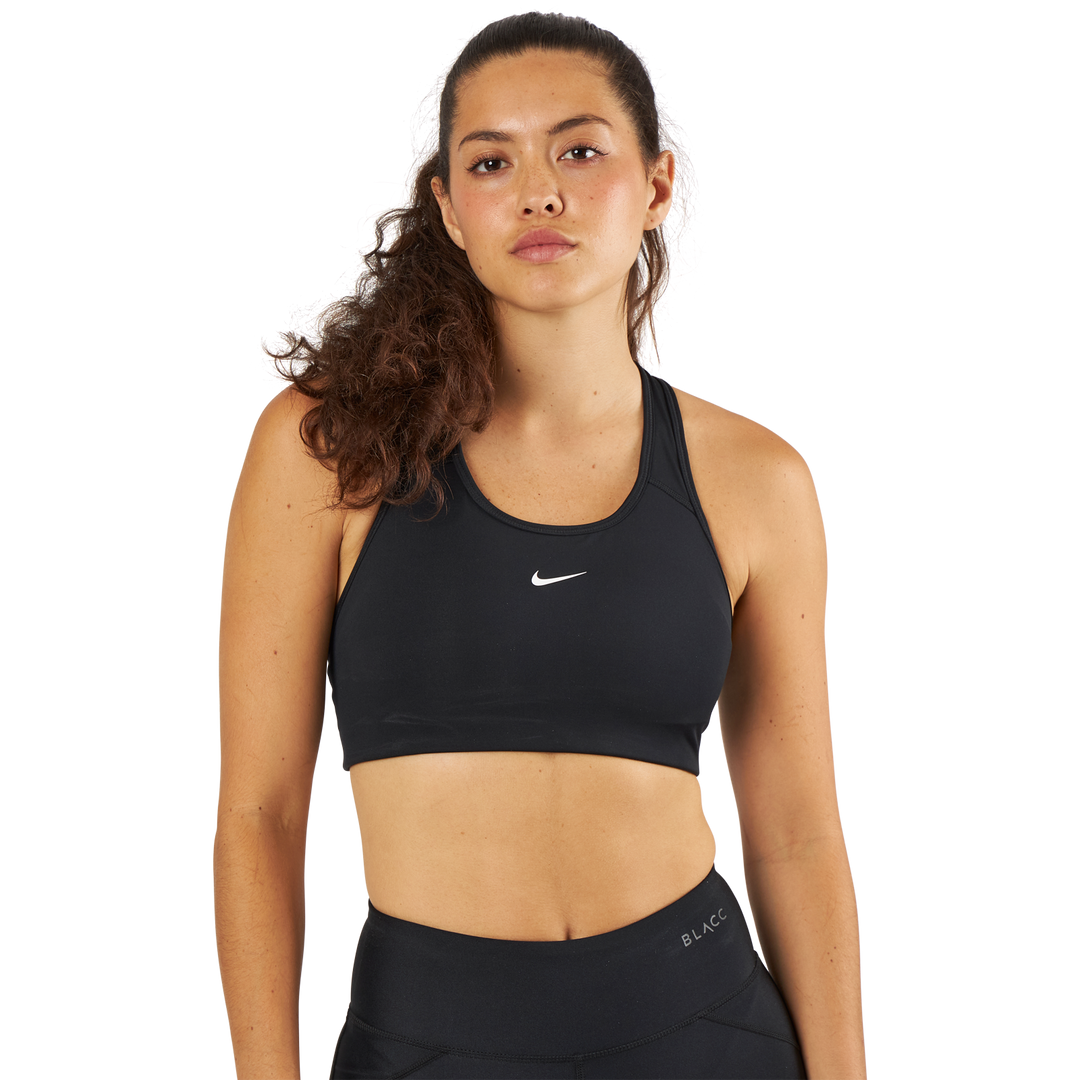 Swoosh Women's Medium-Support 1-Piece Pad Sports Bra BLACK/WHITE