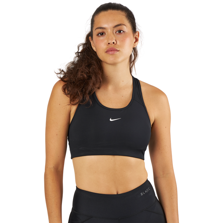 Swoosh Women's Medium-Support 1-Piece Pad Sports Bra BLACK/WHITE