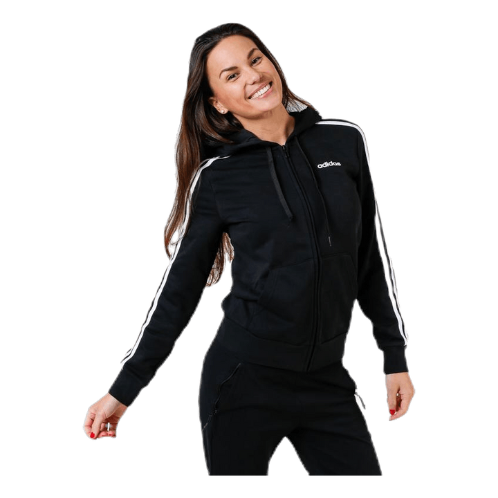Essentials 3S Full Zip Hoodie Black / White