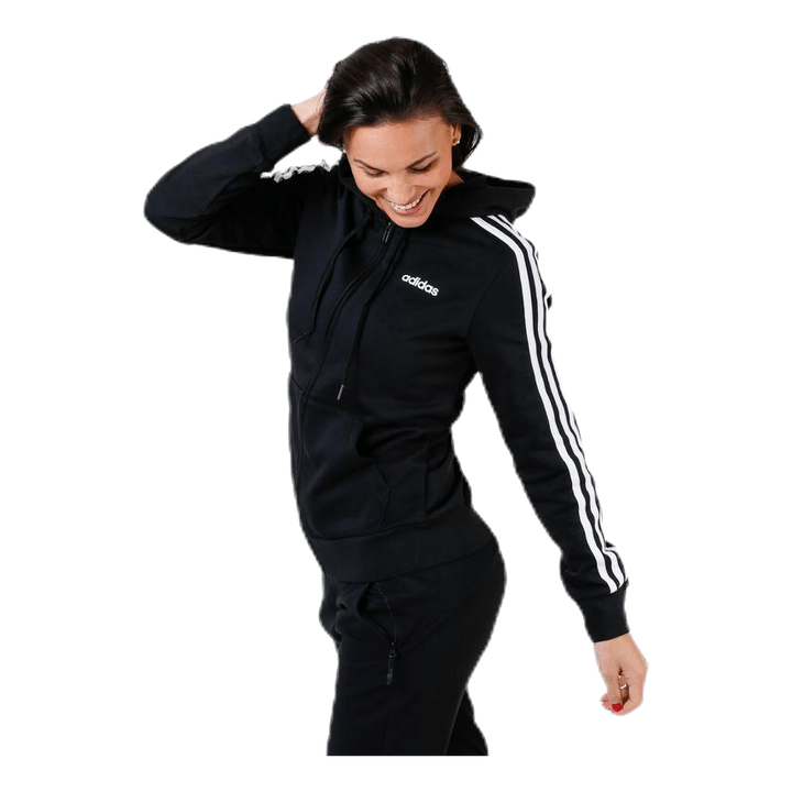 Essentials 3S Full Zip Hoodie Black / White