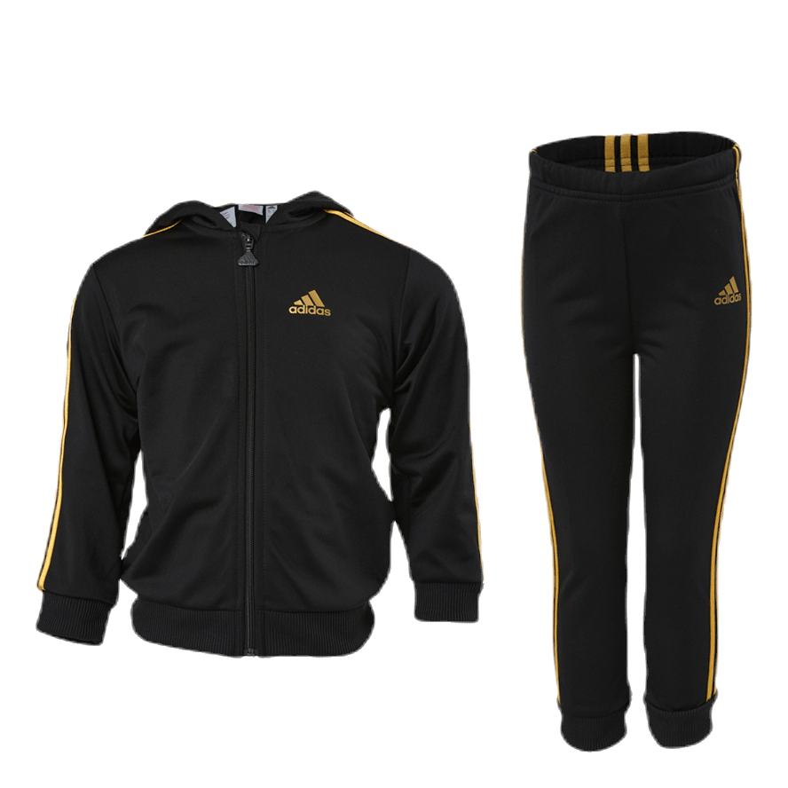 adidas Shiny Hooded Jogger Set Infant Black Gold Sportamore
