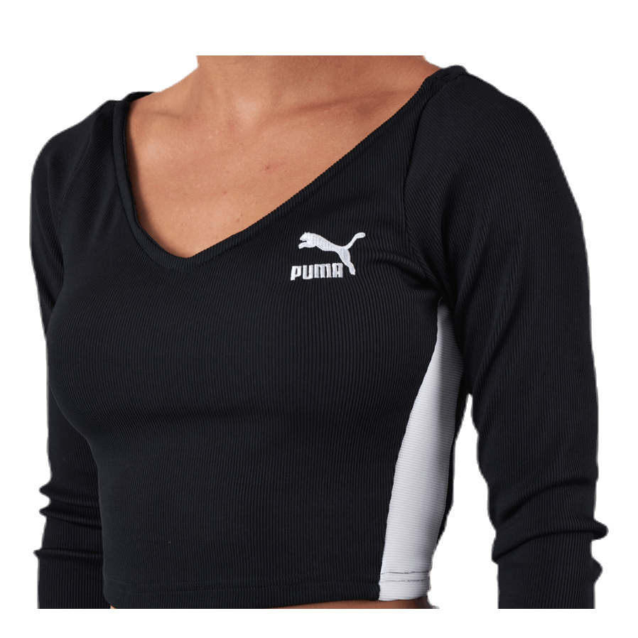 Classics Ribbed Longsleeve Cropped Top Black
