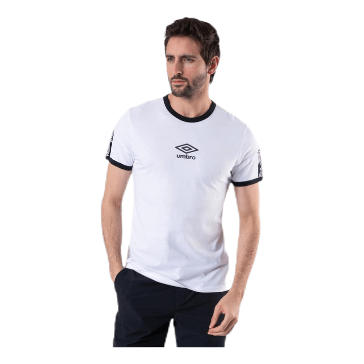 Ringer Taped Logo Tee White