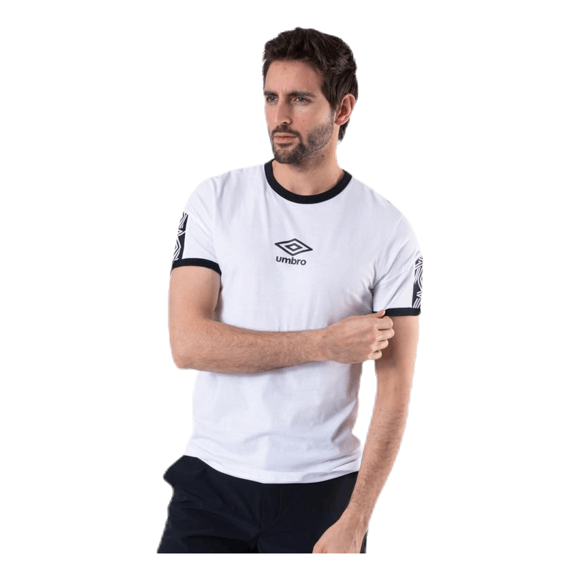Ringer Taped Logo Tee White