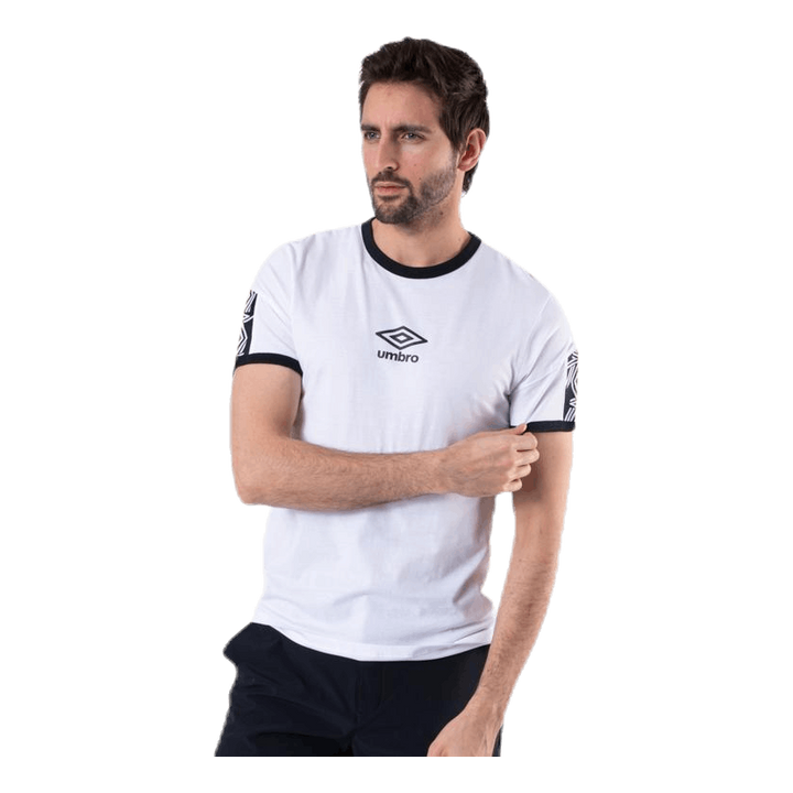 Ringer Taped Logo Tee White