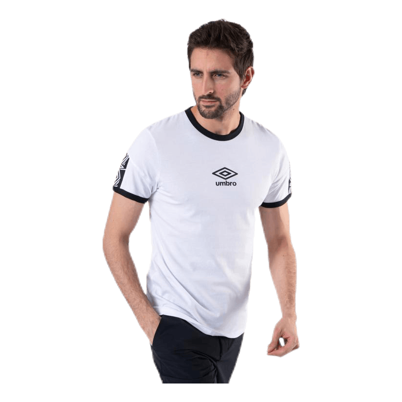 Ringer Taped Logo Tee White