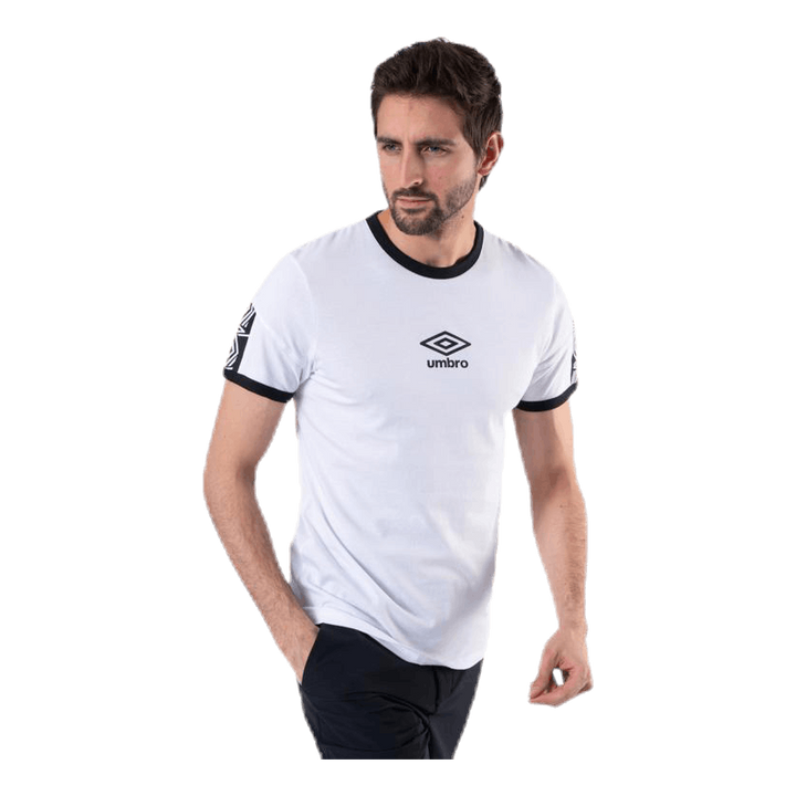 Ringer Taped Logo Tee White