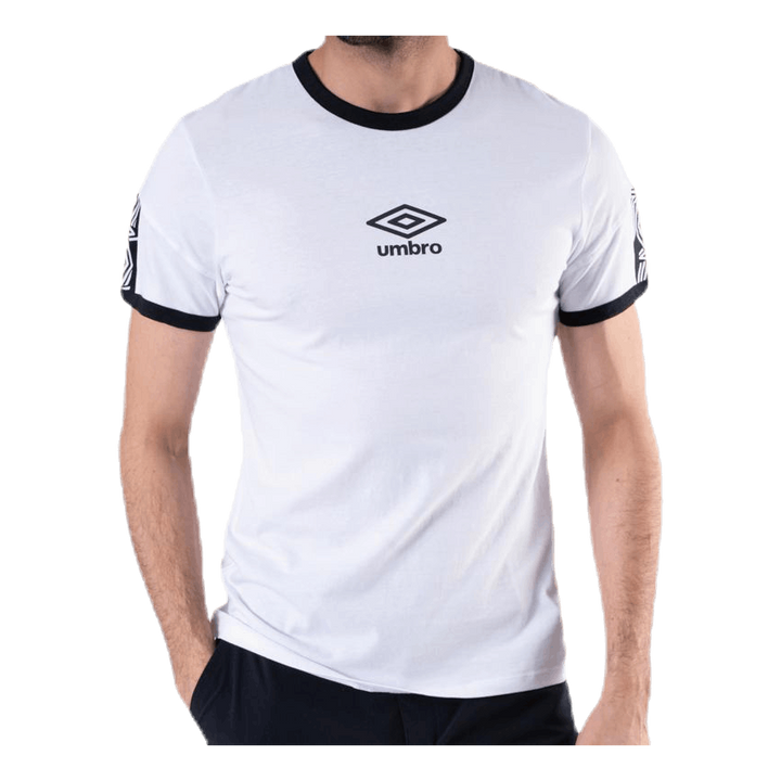 Ringer Taped Logo Tee White