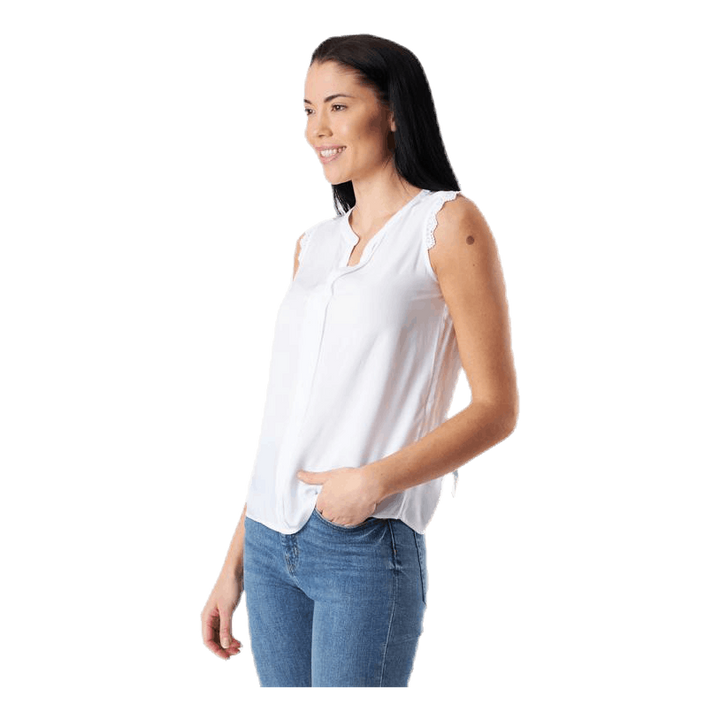 Kimmi S/L Top Wvn White