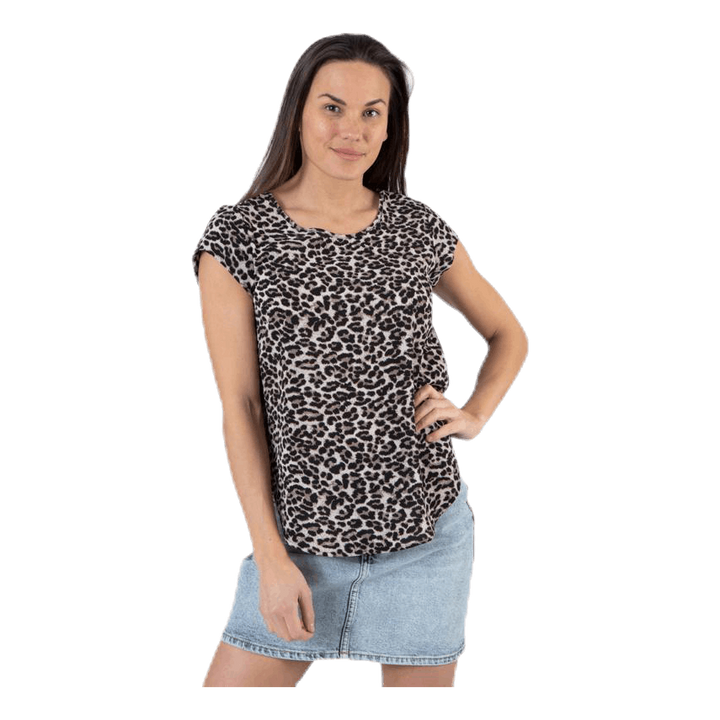 Vic Ss Aop Top Wvn Beige