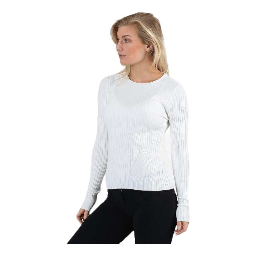 Natalia L/S Rib Pullover Knt White