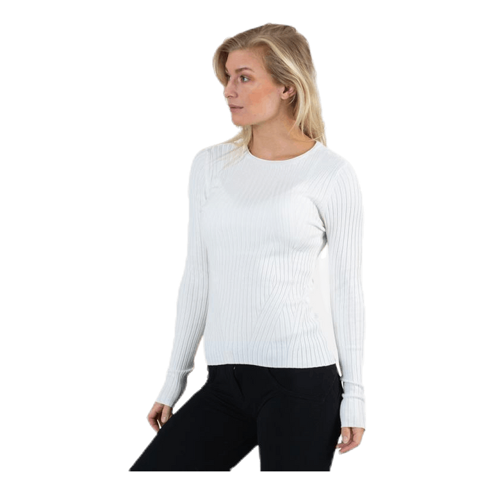 Natalia L/S Rib Pullover Knt White