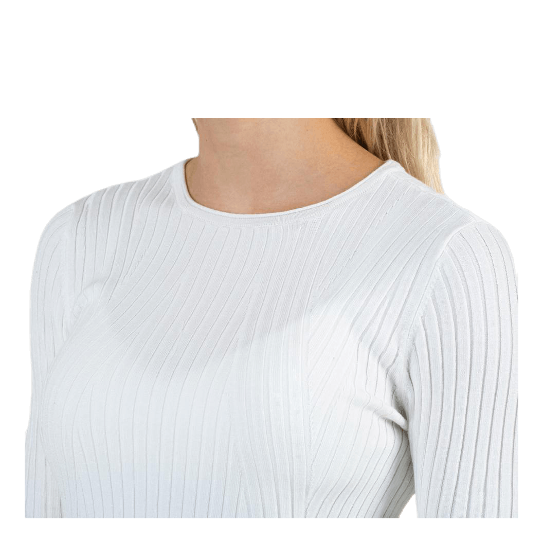 Natalia L/S Rib Pullover Knt White