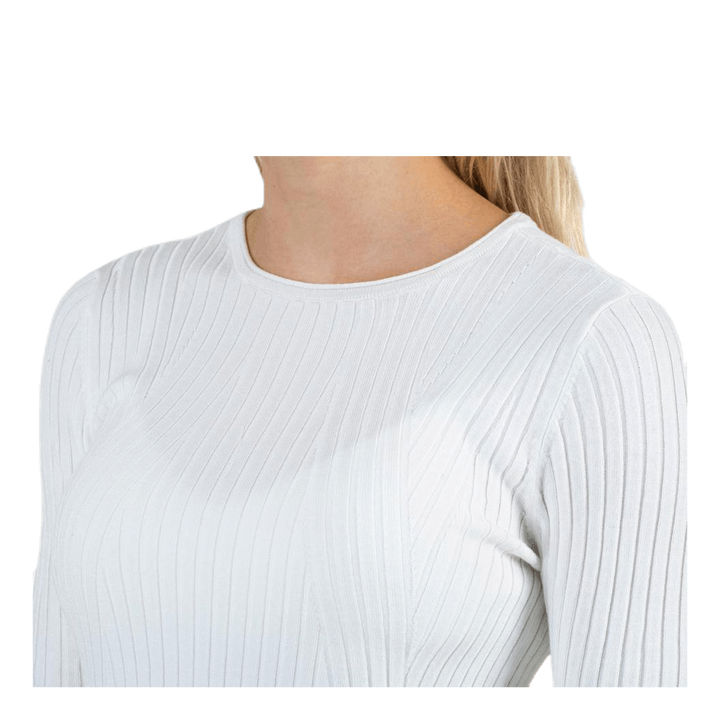 Natalia L/S Rib Pullover Knt White