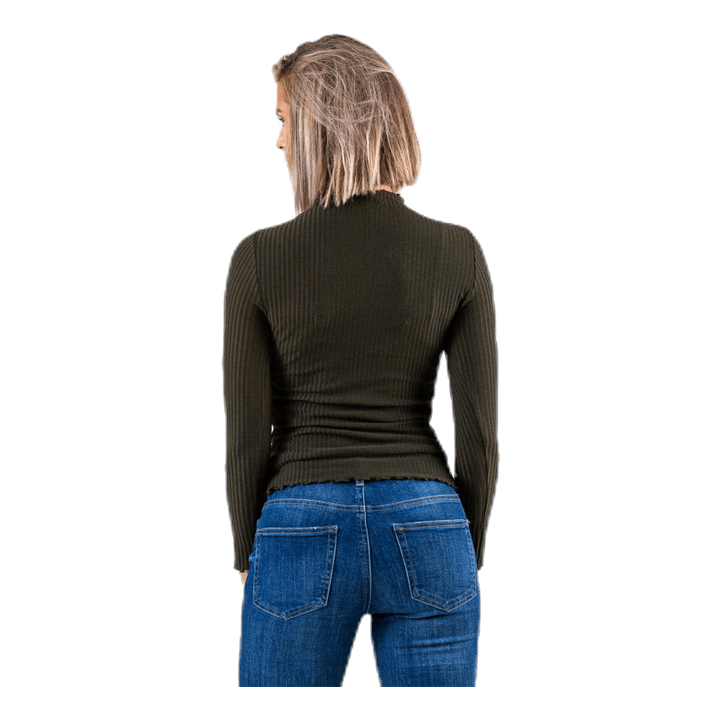 Emma L/S High Neck Top Jrs Green