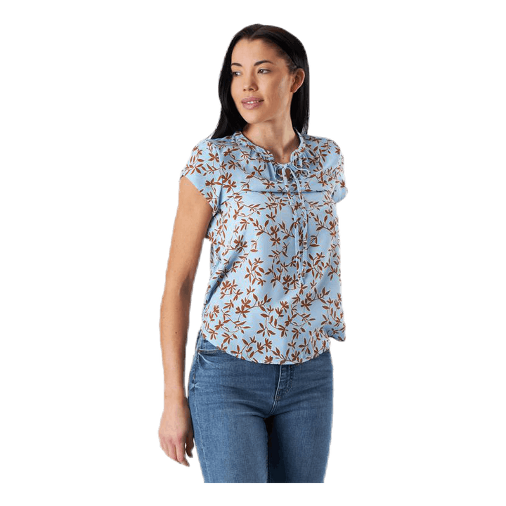 Alma Poly S/S Top Aop Blue