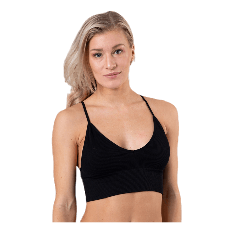 Vicky  Rib Seamless V-Neck Top Black